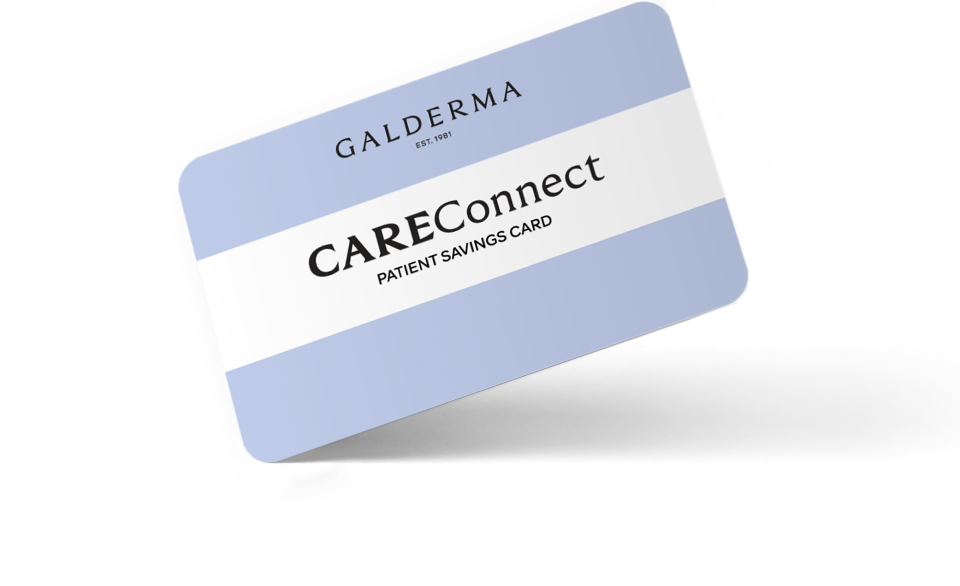 Image of the Galderma CareConnect Savings card.