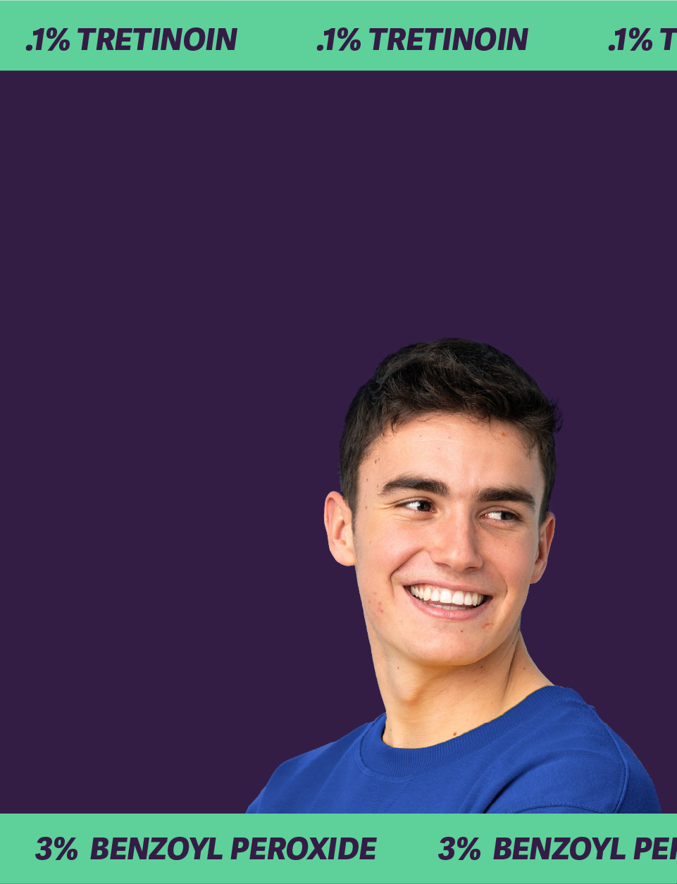 Close up of older male teenager with visible acne.