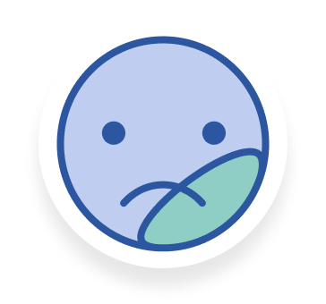 An illustration of a sad face with a mark of discoloration on it.